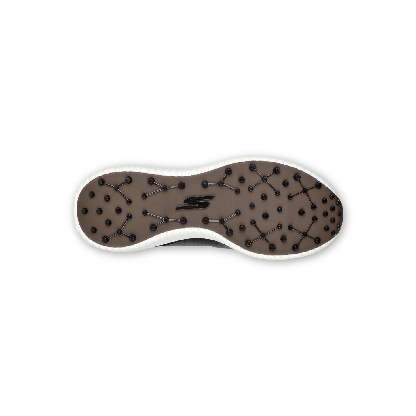A pair of SKECHERS GO GOLF Max 2 spikeless black golf shoes with a lace-up front and a removable insole.