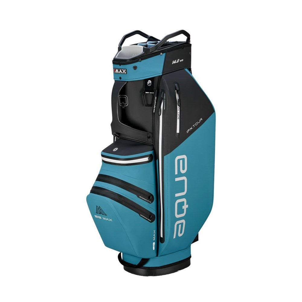 Blue and black golf bag with 'Ende' branding on a white background