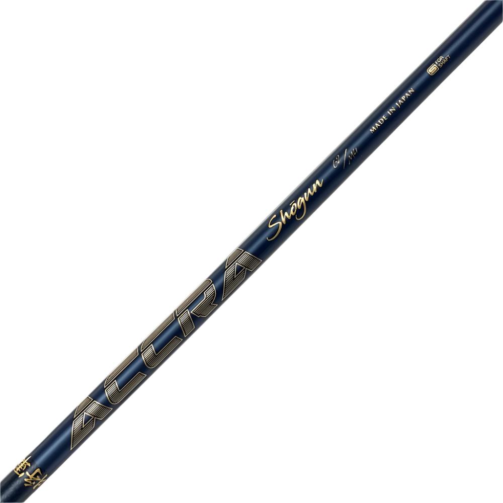 A golf club shaft with a blue upper section and gold lower section, featuring the brand name 'ACCRA' in gold letters.