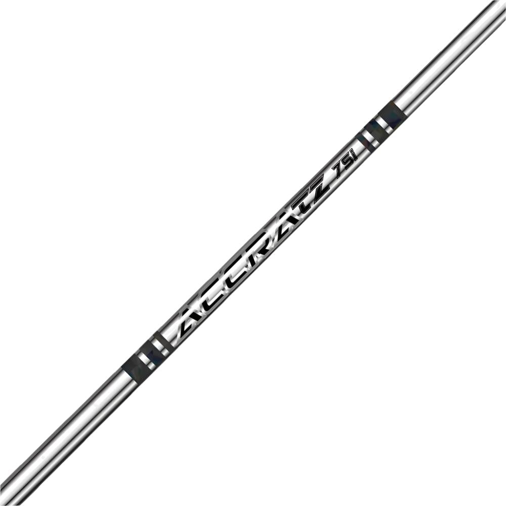 A silver golf iron shaft with a bold silver PVD finish and the Accra brand logo.