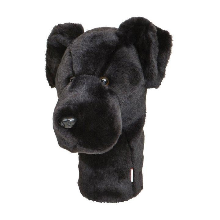 A black synthetic sheepskin golf club headcover designed to resemble a dog's head.