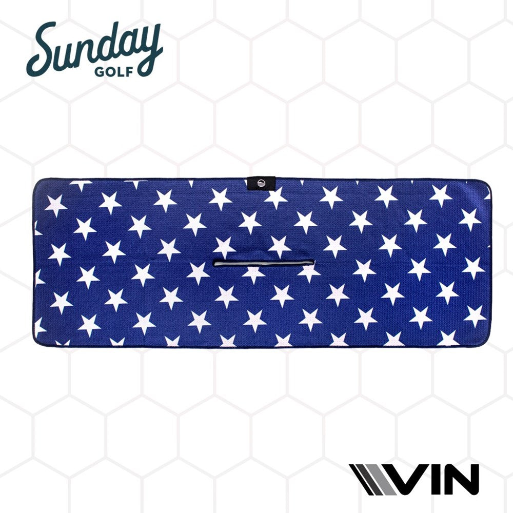 USA flag resemblance on a sunday golf towel endorsement by Vin golf