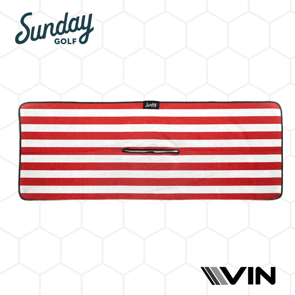 USA flag resemblance on a sunday golf towel endorsement by Vin golf