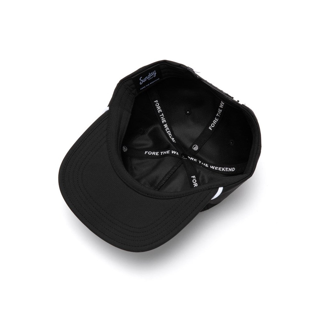 Black cap with 'Fore the Weekend' branding on a white background