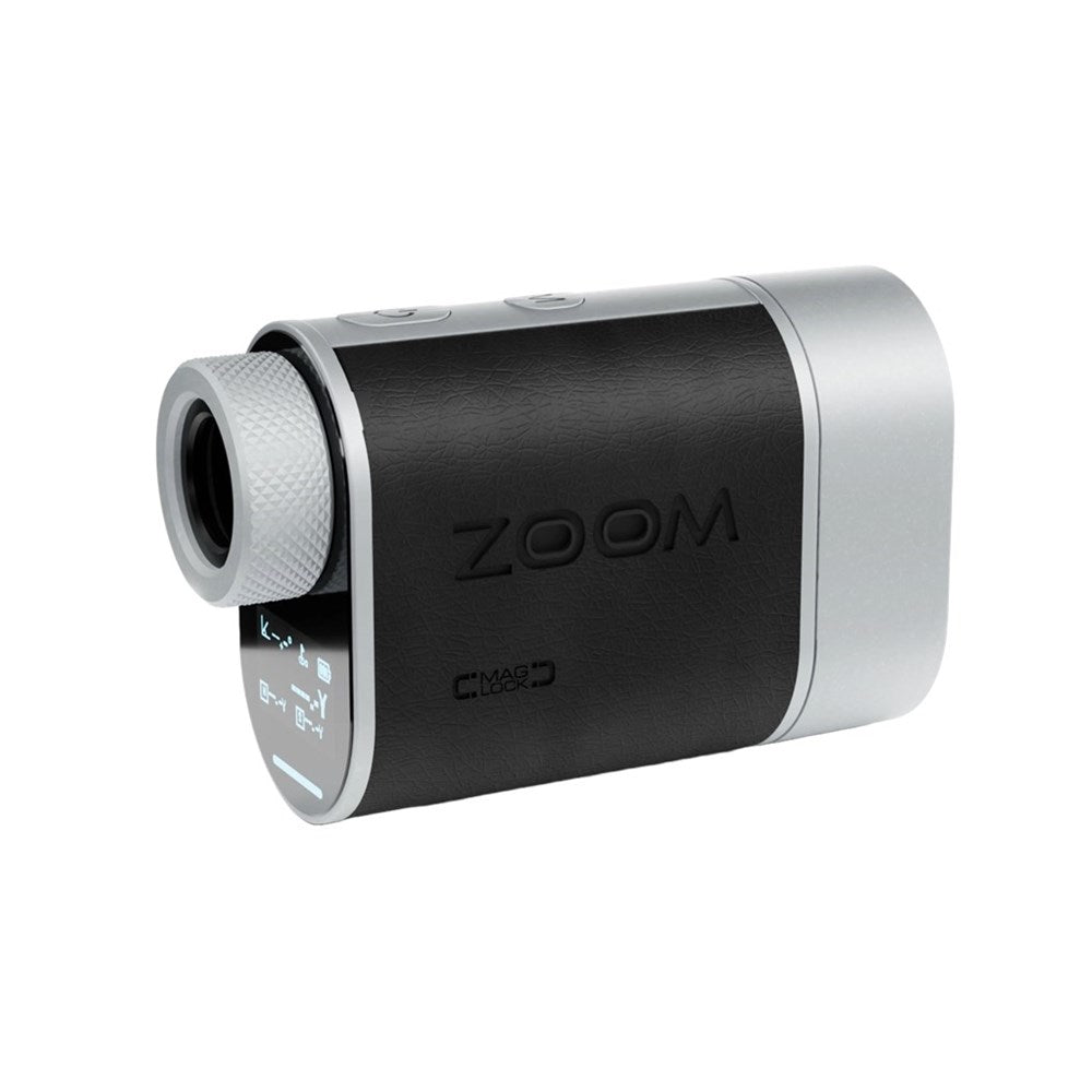 A black ZOOM brand rangefinder camera with a visible lens and display screen.