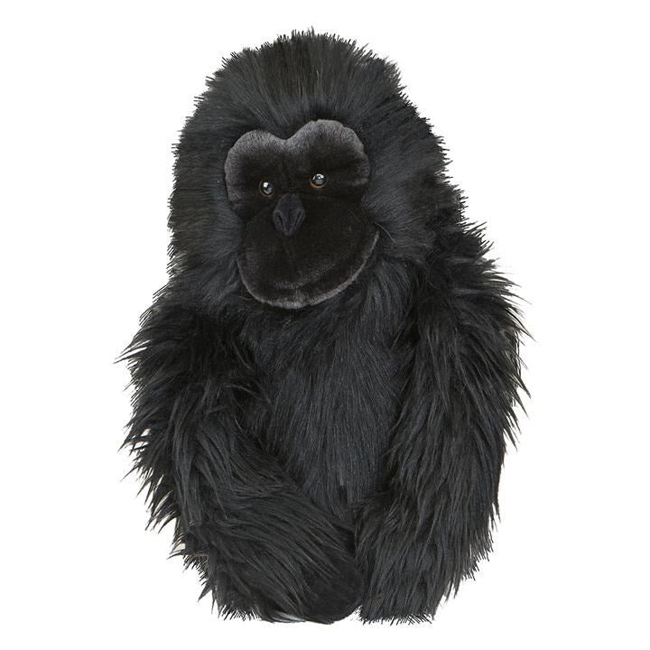A black faux fur golf club headcover designed to resemble a gorilla's head.
