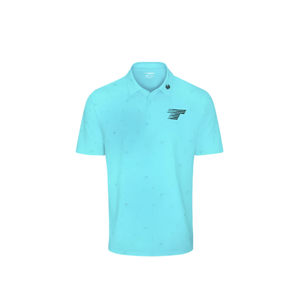 A polo tee in Lima Sea Green color with the text 'LIV Golf' and 'Team Torque' on the front.