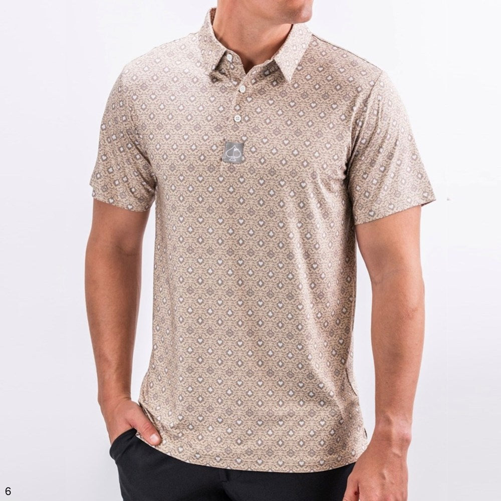 Pins & Aces - Polo Tee - Men’s Casual Beige Vintage Flush