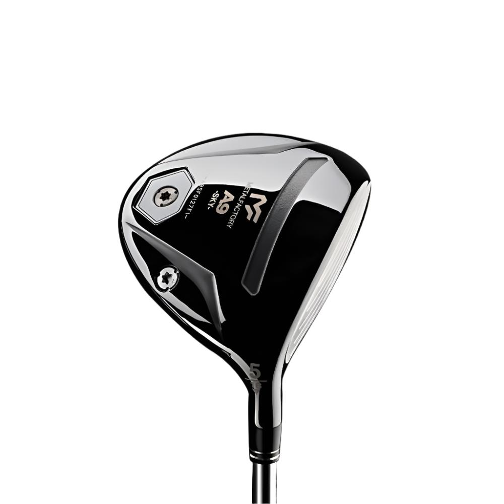 Cosmo Black fairway wood golf club head with a titanium and stainless steel composite design.