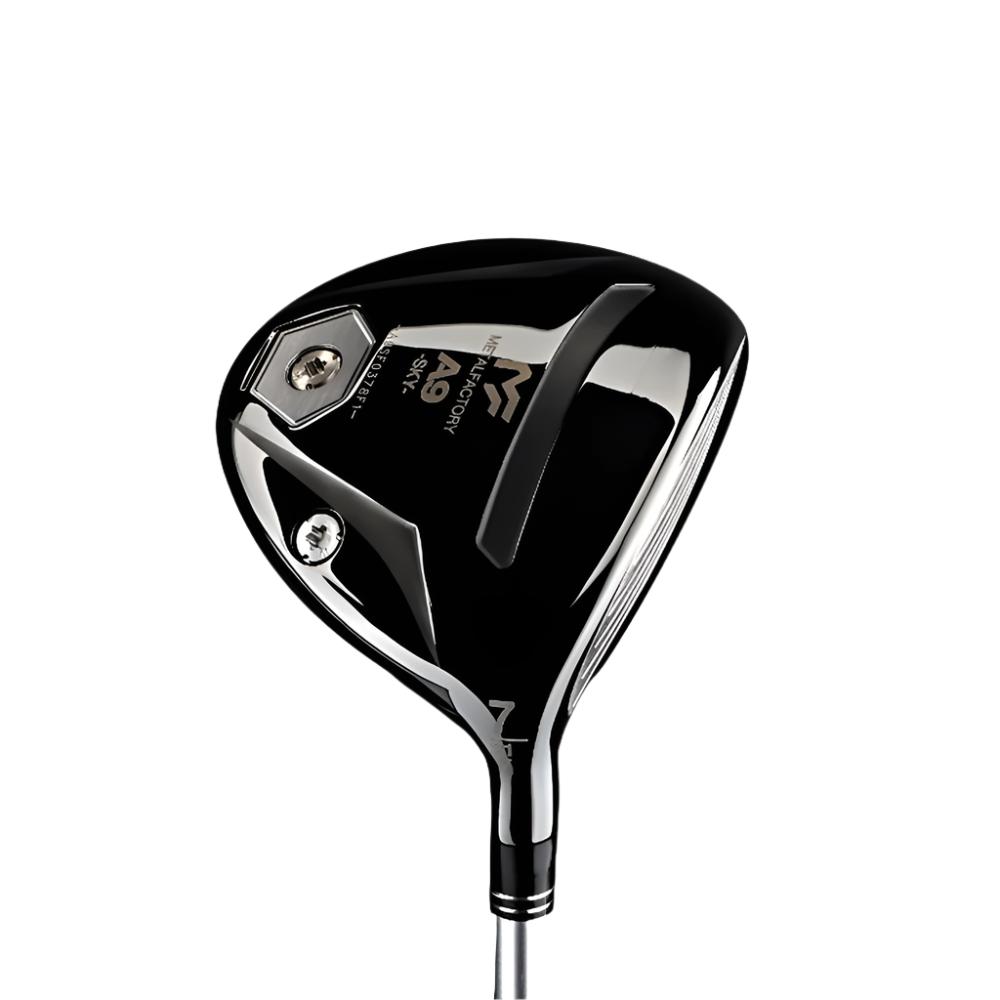 Cosmo Black fairway wood golf club head with a titanium and stainless steel composite design.