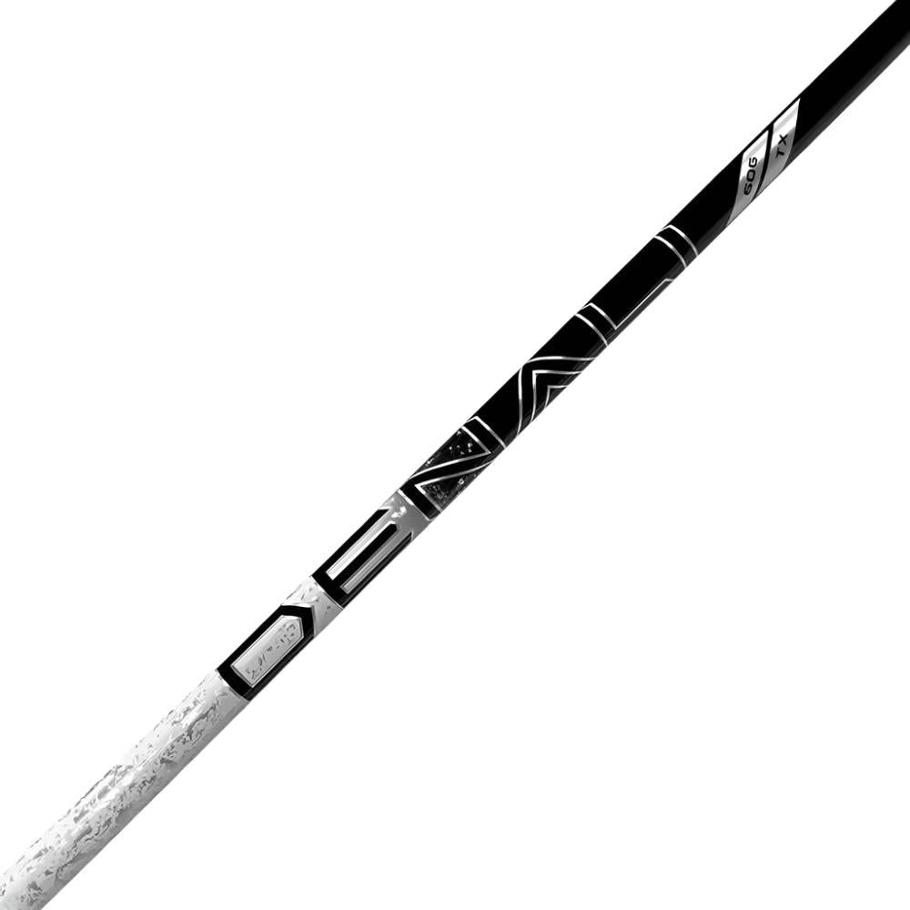 A close-up of a golf shaft with a black and silver color scheme, featuring the 'PROJECT X' brand and the model name 'DENALI'.