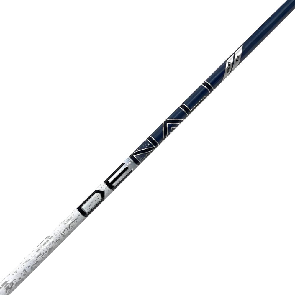 A close-up image of a blue golf club shaft with a silver cap and the branding 'PROJECT X' visible.