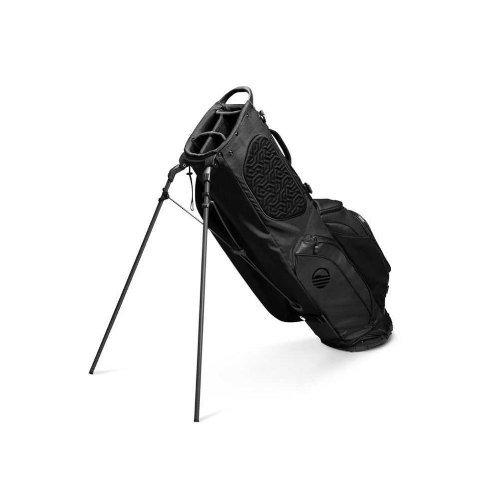 A full-size black golf stand bag with multiple pockets, a built-in carry handle, and a signature Frosty Pocket. It is displayed with the bag standing on a flat surface.
