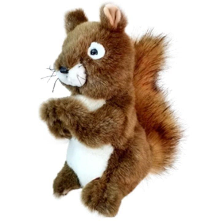 A plush golf club headcover designed to resemble a squirrel with a brown fur-like texture, ears, and a tail.