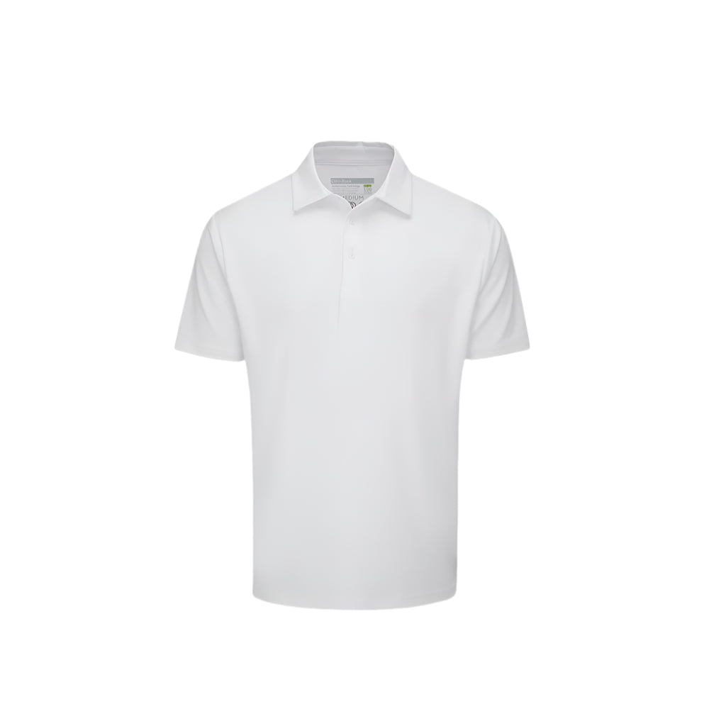 A white Stuburt Kestrel Polo Shirt with a collar, short sleeves, and a button placket.