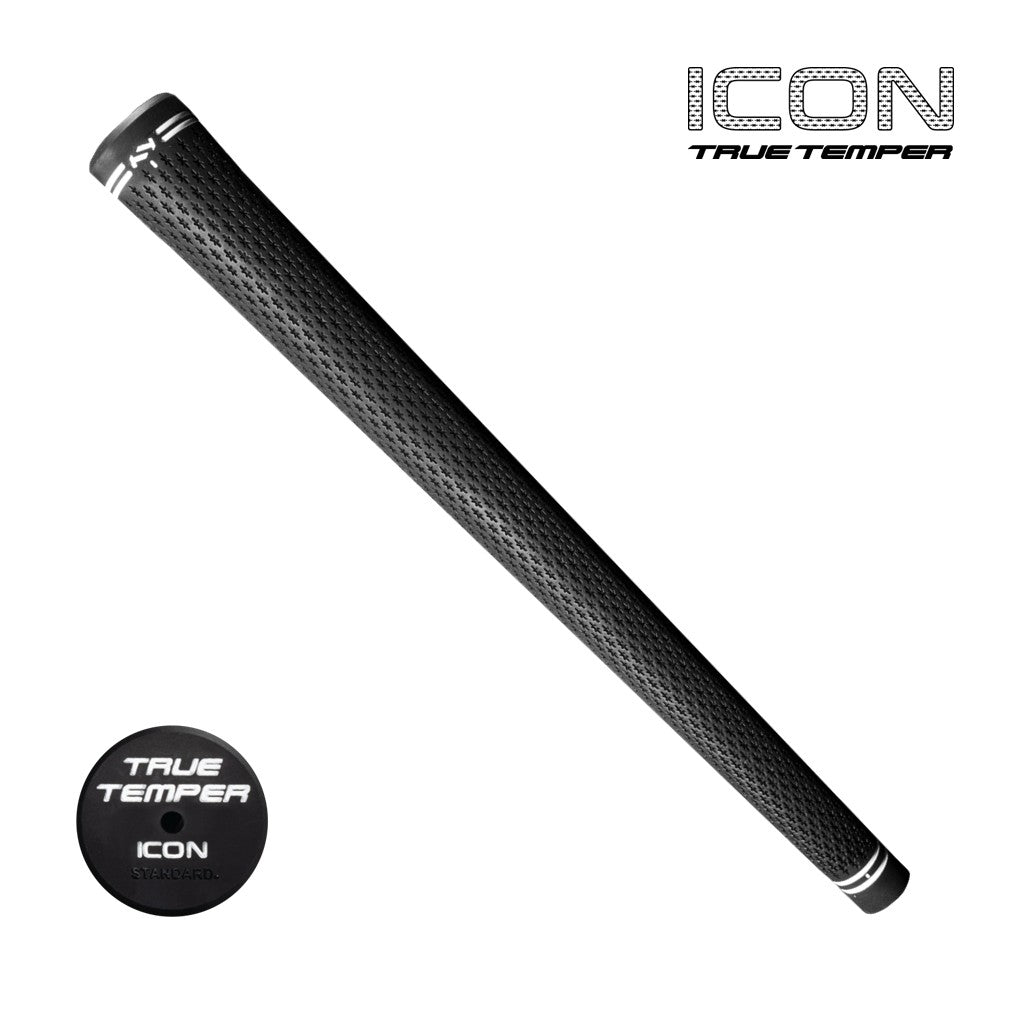 A black golf grip with the True Temper ICON branding on it.