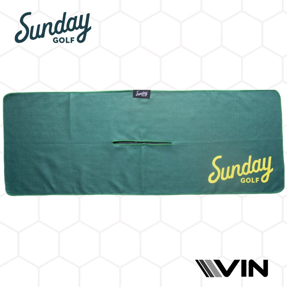 Green and Yellow checkered towel by Sunday Golf endorsement from Vin Golf