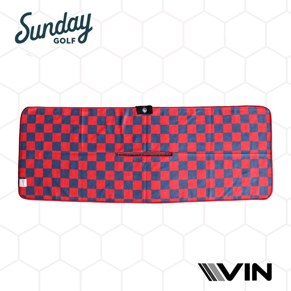 Blue and red checkered Sunday golf towel