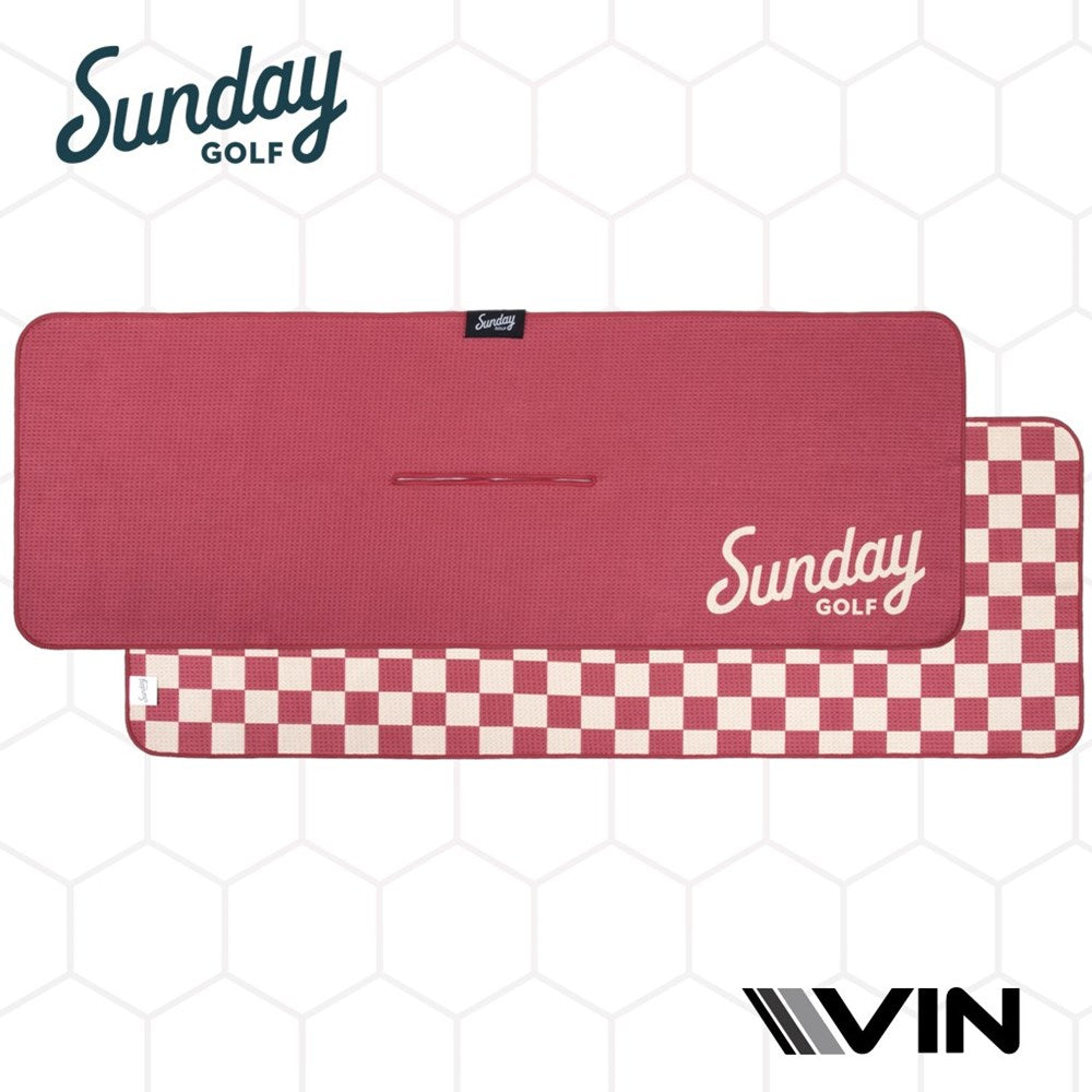 Red and White Checkered Sunday Golf Towel endorsement by Vin Golf
