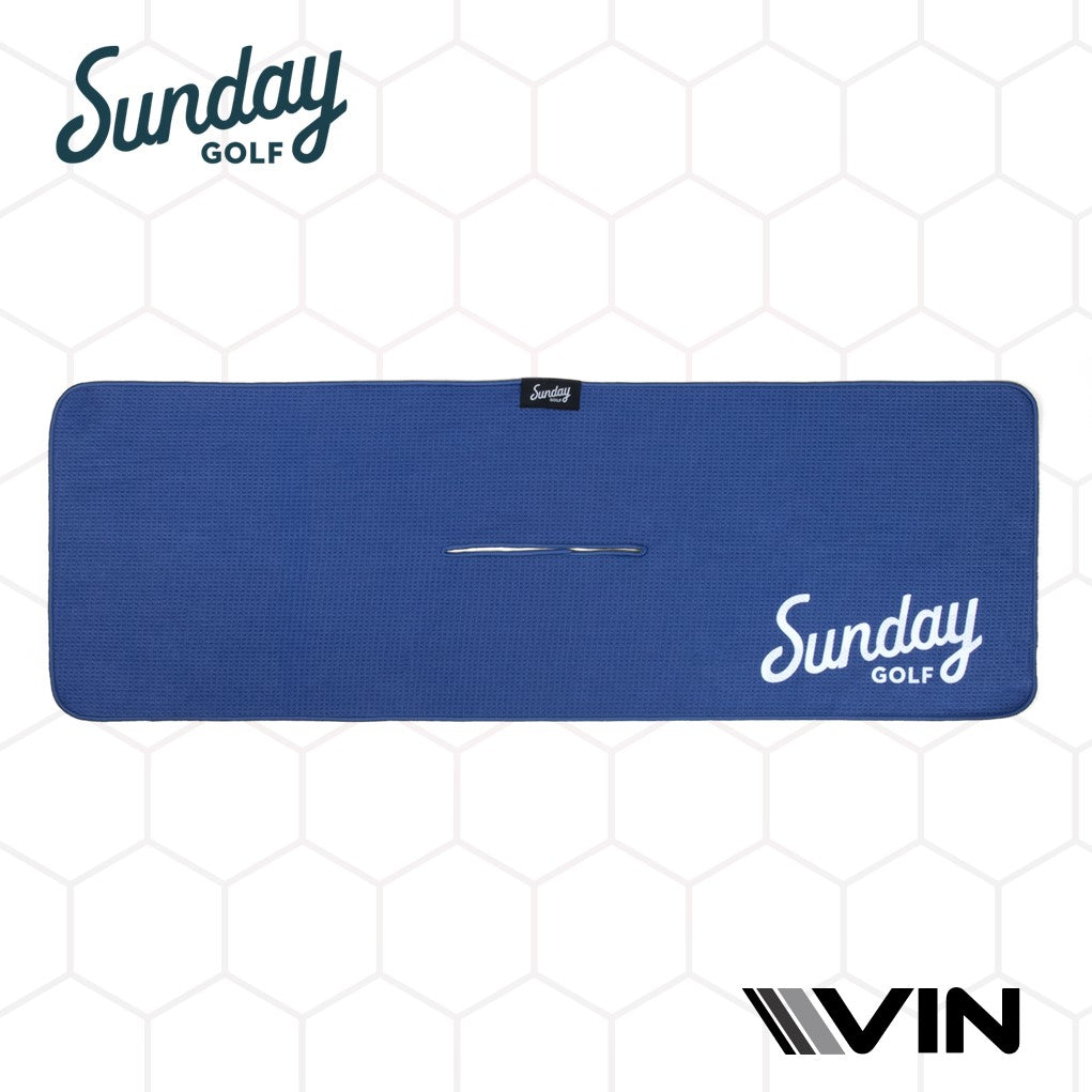 Blue and White checkeed towel by Sunday Golf endorsement from Vin Golf