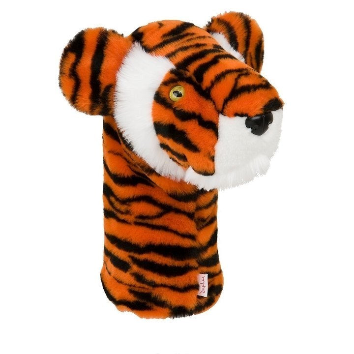 A tiger-patterned golf club headcover.