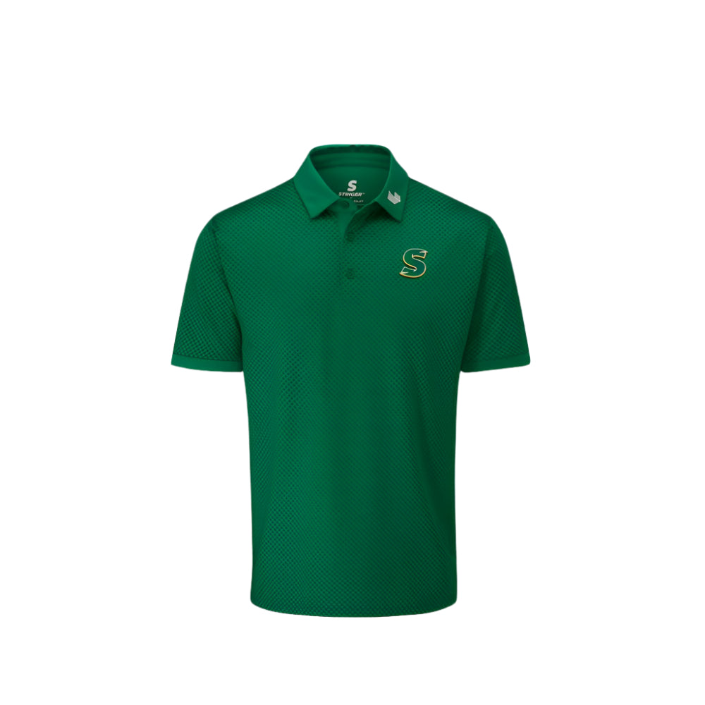 A green Stuburt polo tee with the Team Stinger logo on the chest.