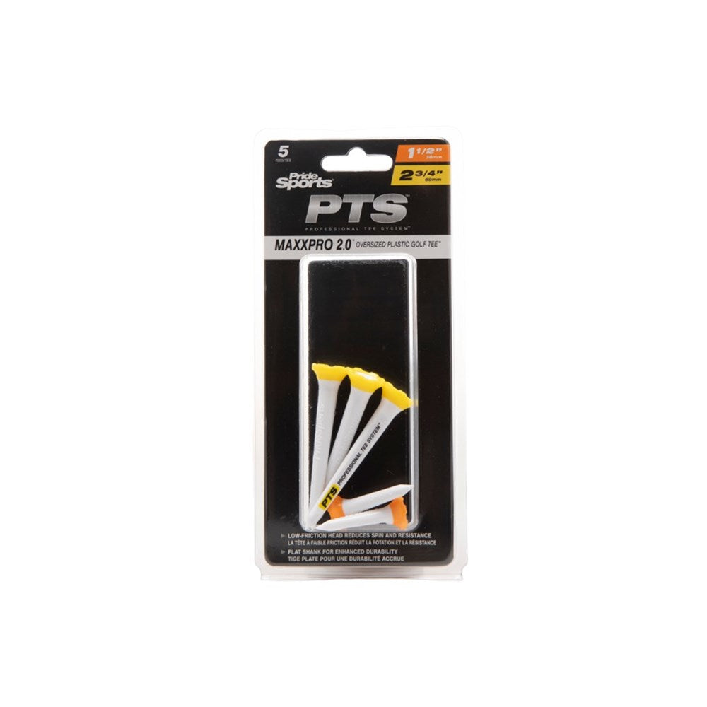 Pack of PTS MaxxPro 2.0 darts with yellow flights on a white background