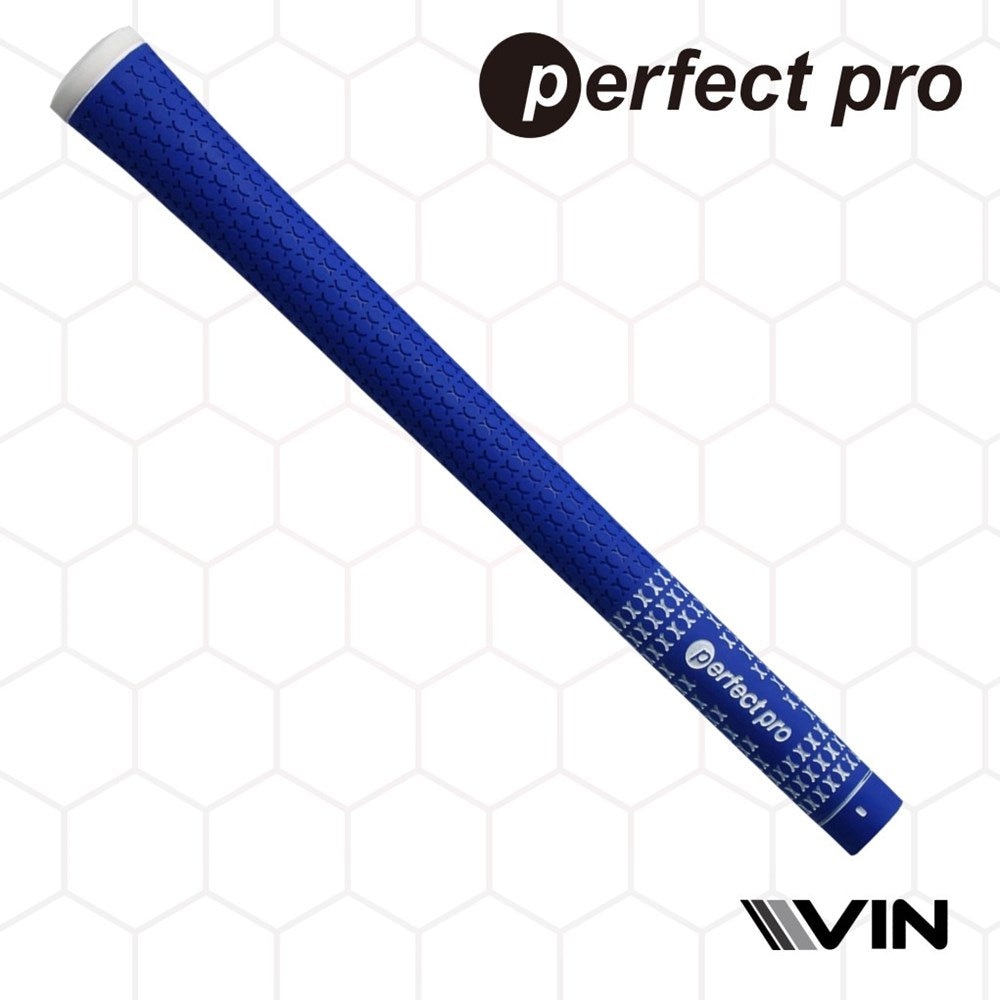 A blue rubber grip with the text 'perfect pro' on it.