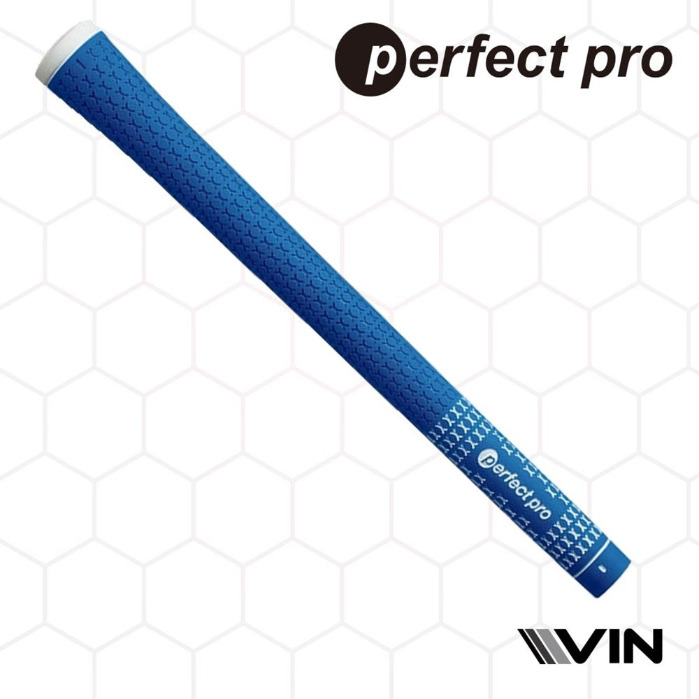 A blue rubber grip with the text 'perfect pro' on it.