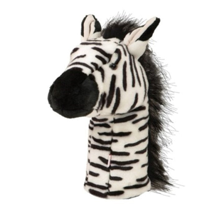 Golf club headcover with a zebra print design