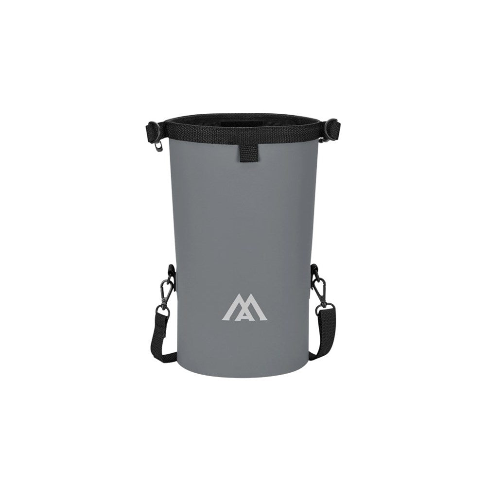 Gray bag with black straps on a white background