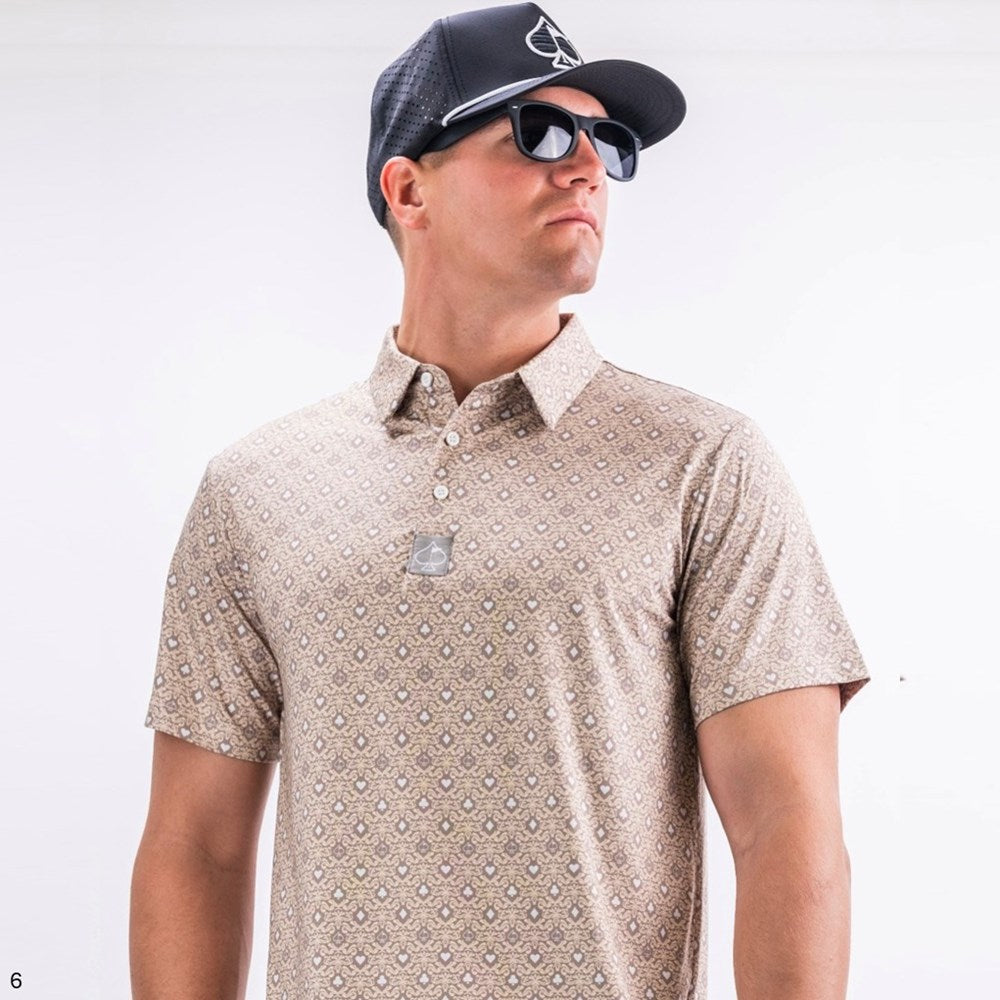 Pins & Aces - Polo Tee - Men’s Casual Beige Vintage Flush