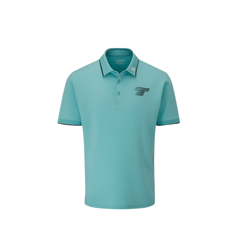A polo tee shirt in Merida sea green color with the LIV Golf Team Torque branding on the chest.