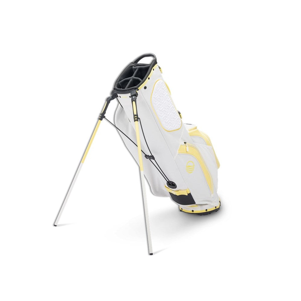 White and yellow golf bag on a white background