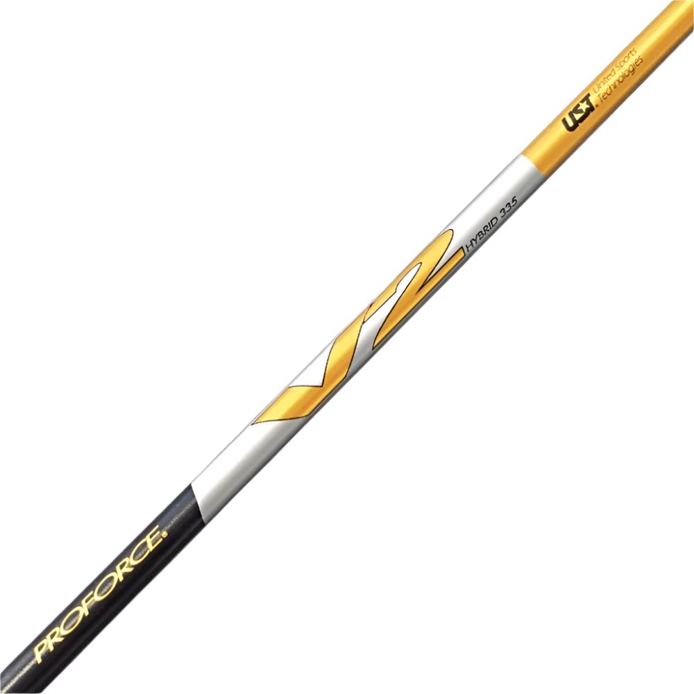 UST Mamiya Proforce V2 Hybrid golf shaft with black and gold coloring.