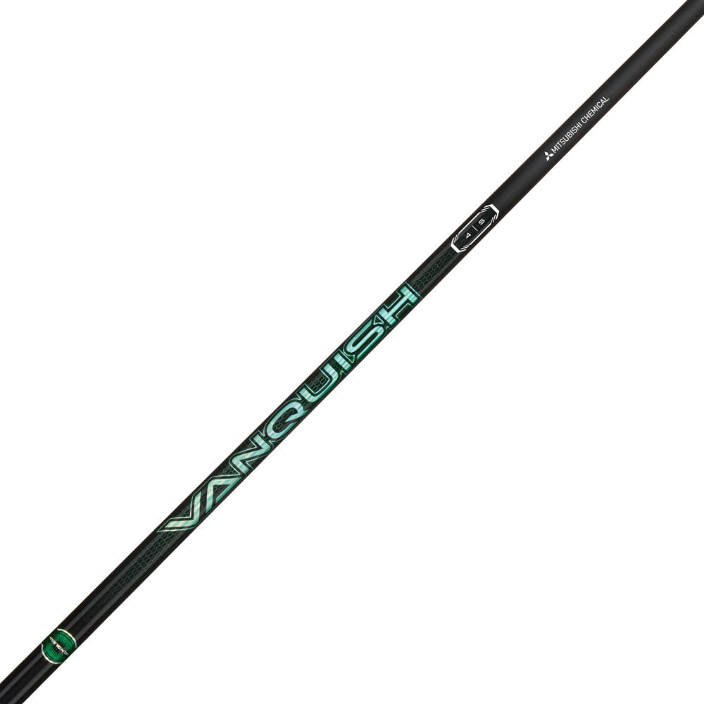 Golf club shaft with 'Vanquish' branding on a white background